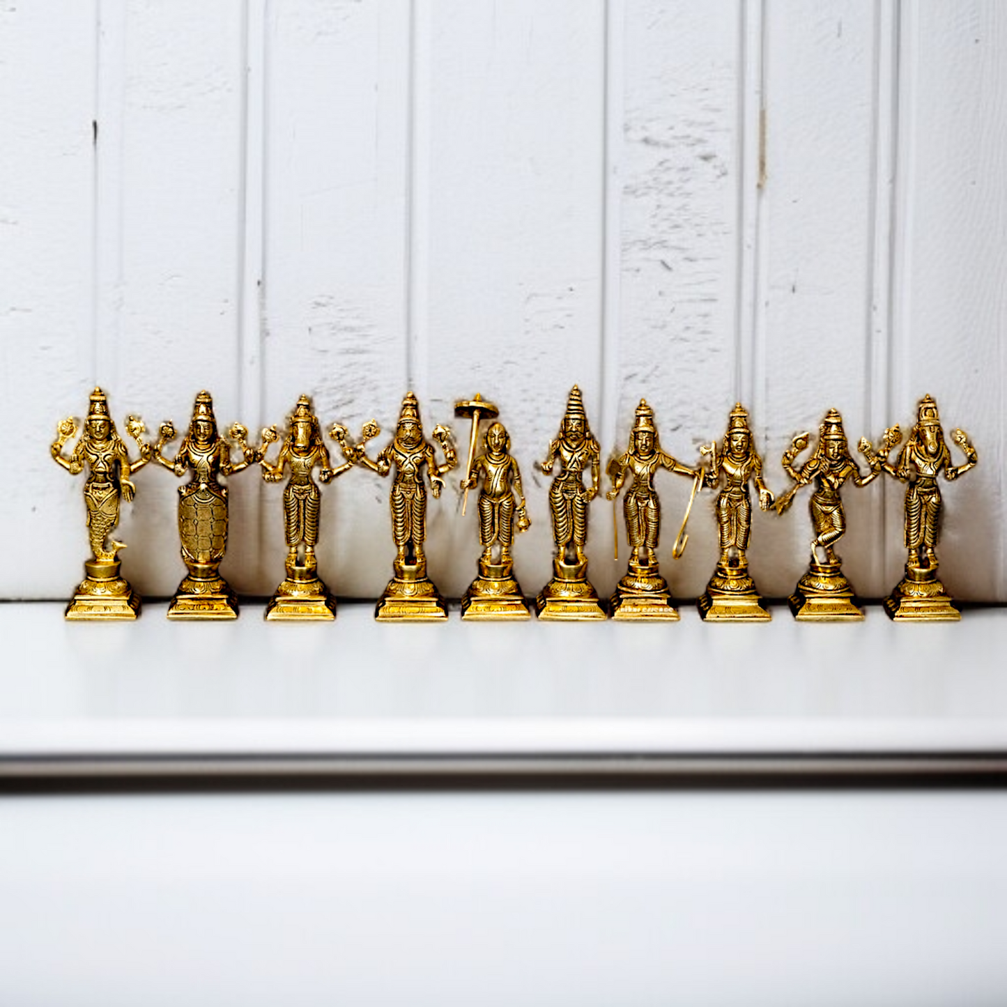 Vishnu Bhagwan Dashavatar Standing Solid Brass idol - 6 Inches Nikuressence