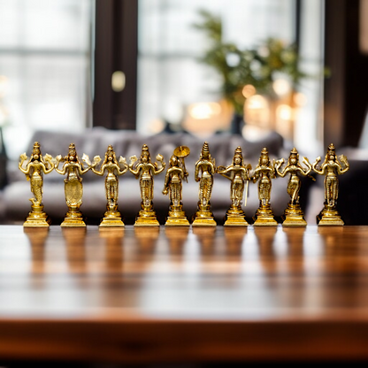 Vishnu Bhagwan Dashavatar Standing Solid Brass idol - 6 Inches Nikuressence