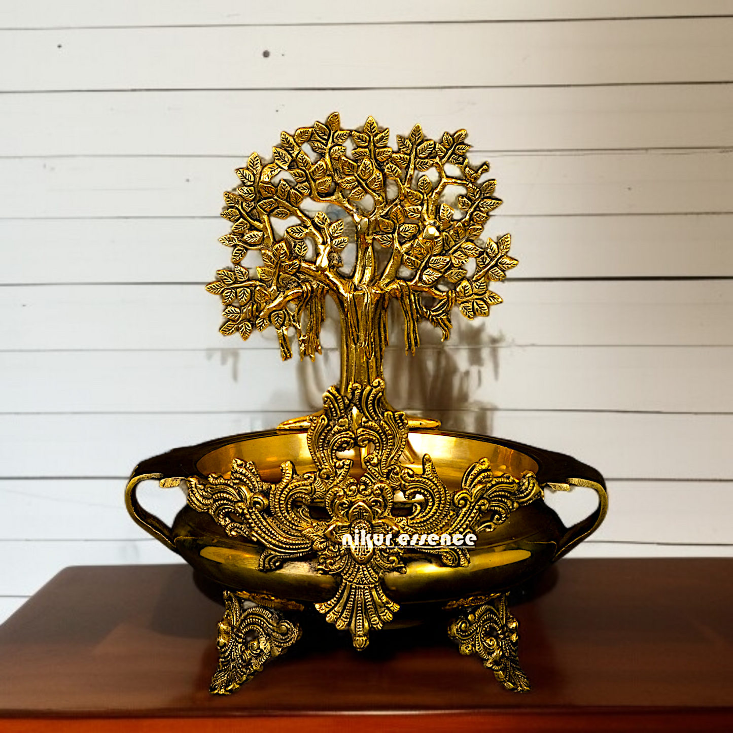 Solid Brass Tree Urli Home decor - 14 Inches Nikuressence