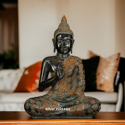 Brass Buddha Sitting with Blessing statue - 21 Inches Nikuressence