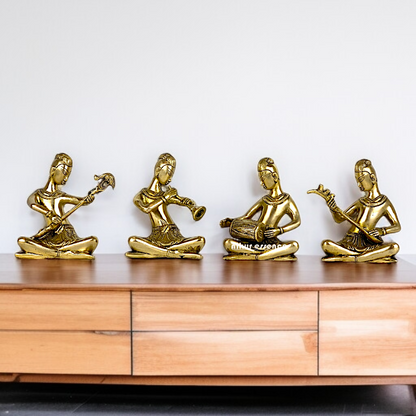 Musician Lady Four set Solid Brass idol - 6 Inches Nikuressence