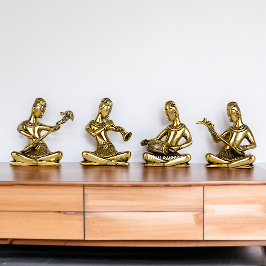 Musician Lady Four set Solid Brass idol - 6 Inches Nikuressence