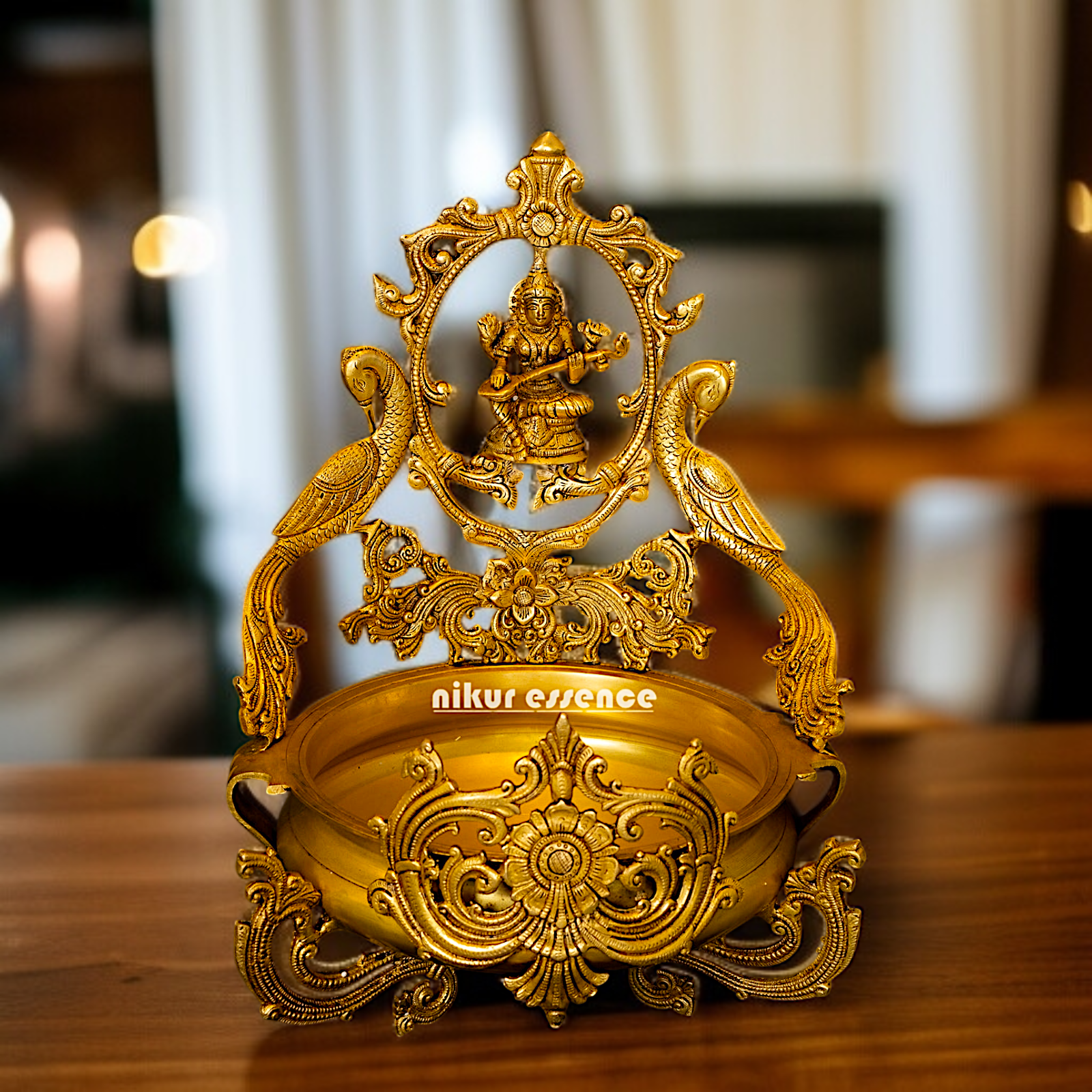 Saraswati Urli Solid Brass home decor - 19 Inches Nikuressence