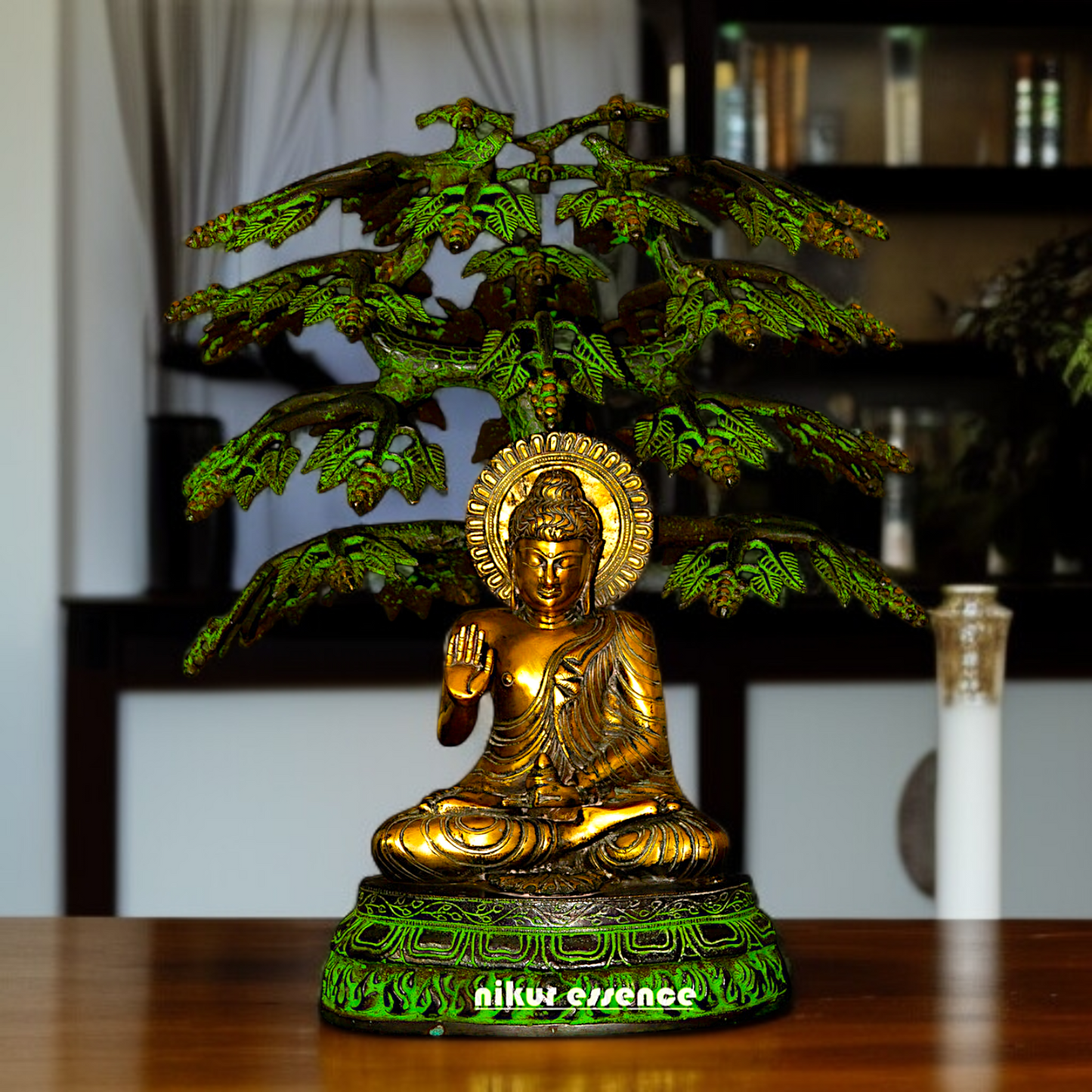 Big Buddha under Tree Brass idol - 20 Inches Nikuressence