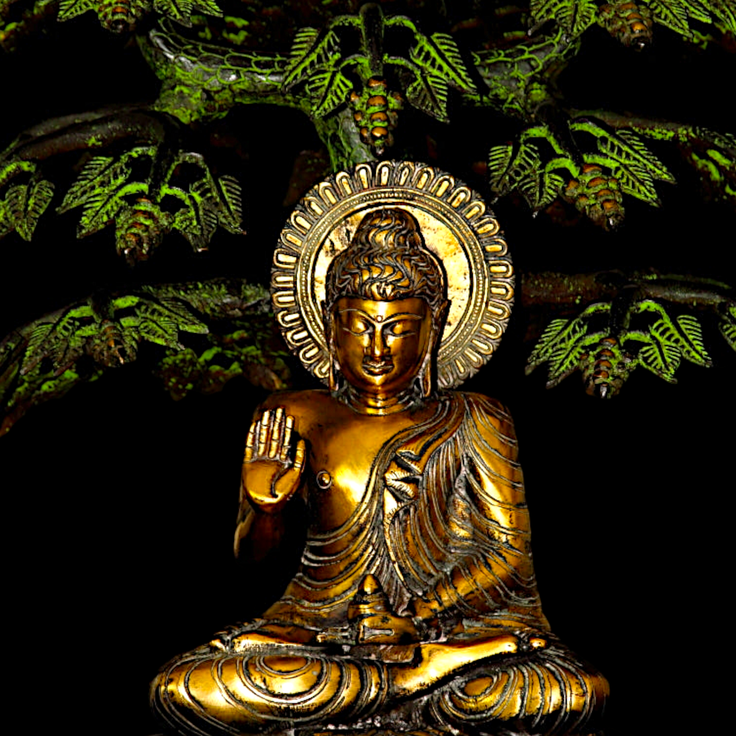 Big Buddha under Tree Brass idol - 20 Inches Nikuressence