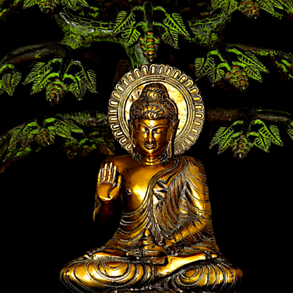 Big Buddha under Tree Brass idol - 20 Inches Nikuressence