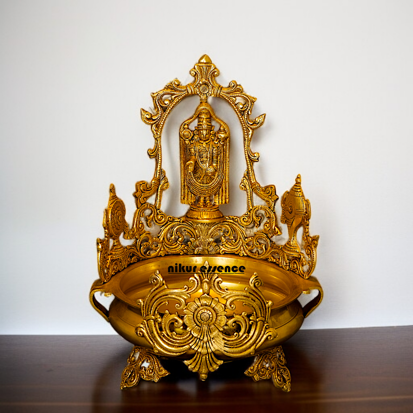 Balaji Urli with stand Solid Brass - 19 Inches Nikuressence