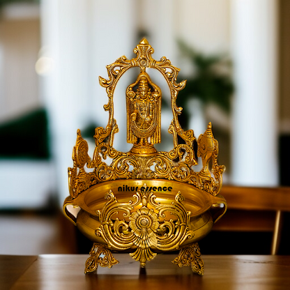 Balaji Urli with stand Solid Brass - 19 Inches Nikuressence
