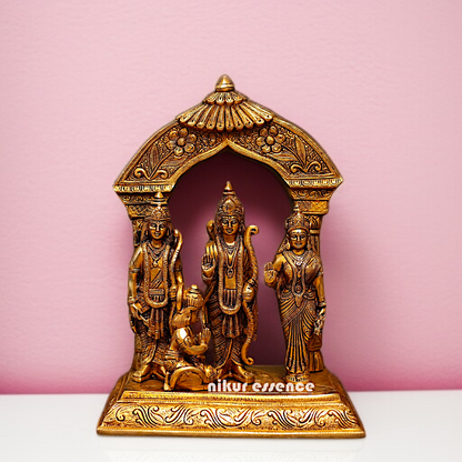 Antique Brass Ram Parivar Darbar with Hanuman ji statue - 12 Inches Nikuressence