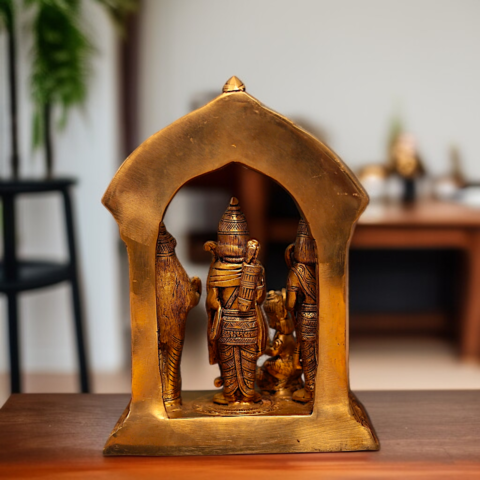 Antique Brass Ram Parivar Darbar with Hanuman ji statue - 12 Inches Nikuressence