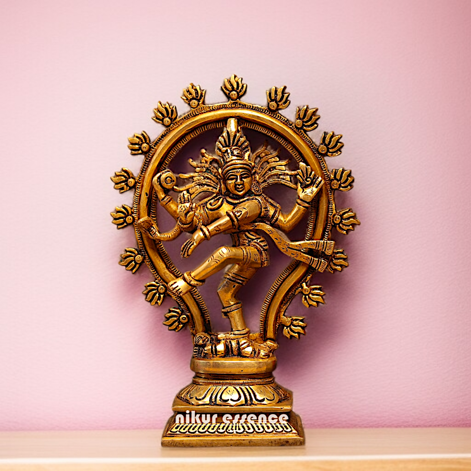 Shiva Nataraja Dancing Pure Brass statue - 10 Inches Nikuressence