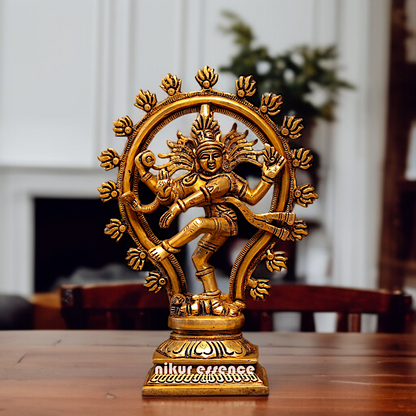 Shiva Nataraja Dancing Pure Brass statue - 10 Inches Nikuressence
