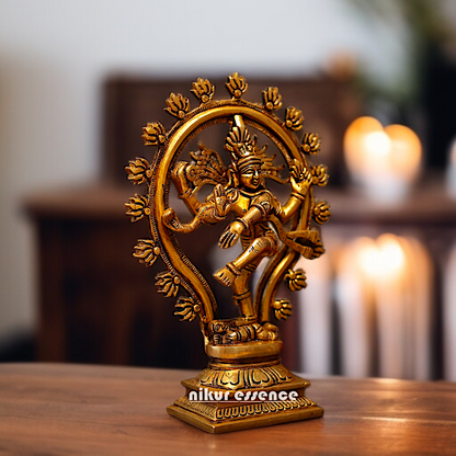 Shiva Nataraja Dancing Pure Brass statue - 10 Inches Nikuressence
