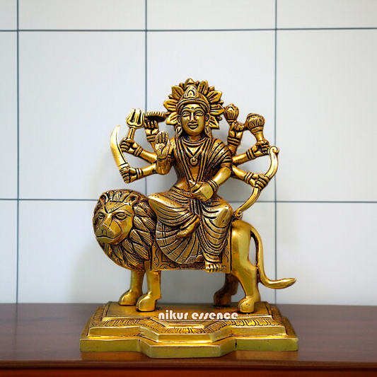 Goddess Durga Devi Sherawali Maa Solid Brass idol - 9 Inches Nikuressence