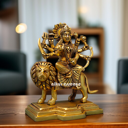 Goddess Durga Devi Sherawali Maa Solid Brass idol - 9 Inches Nikuressence