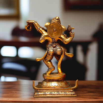 Ganesha Vinayaka dancing Pure Brass idol - 12 Inches Nikuressence