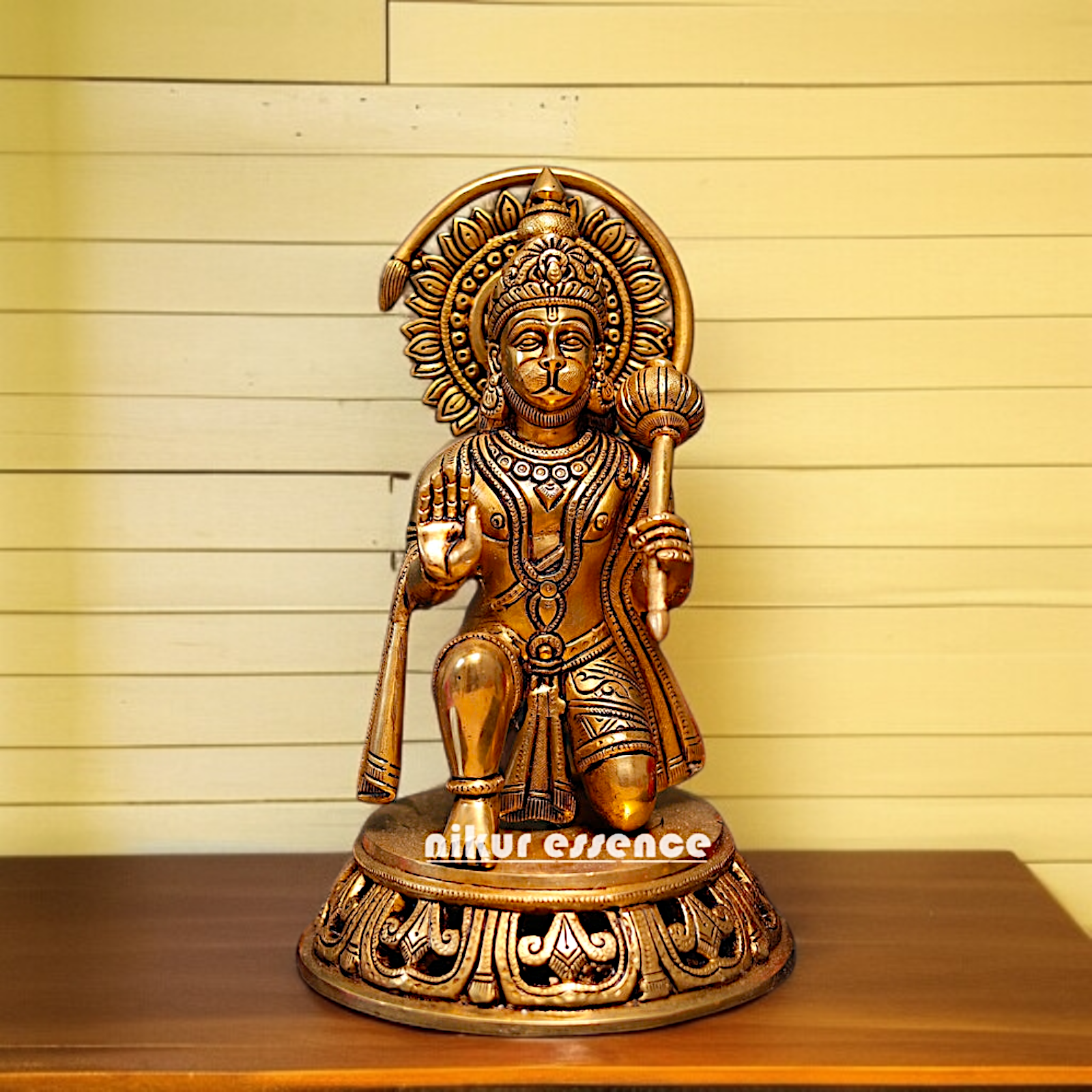 Lord Hanuman ji Blessing with Gada Solid Brass Idol - 12 Inches Nikuressence