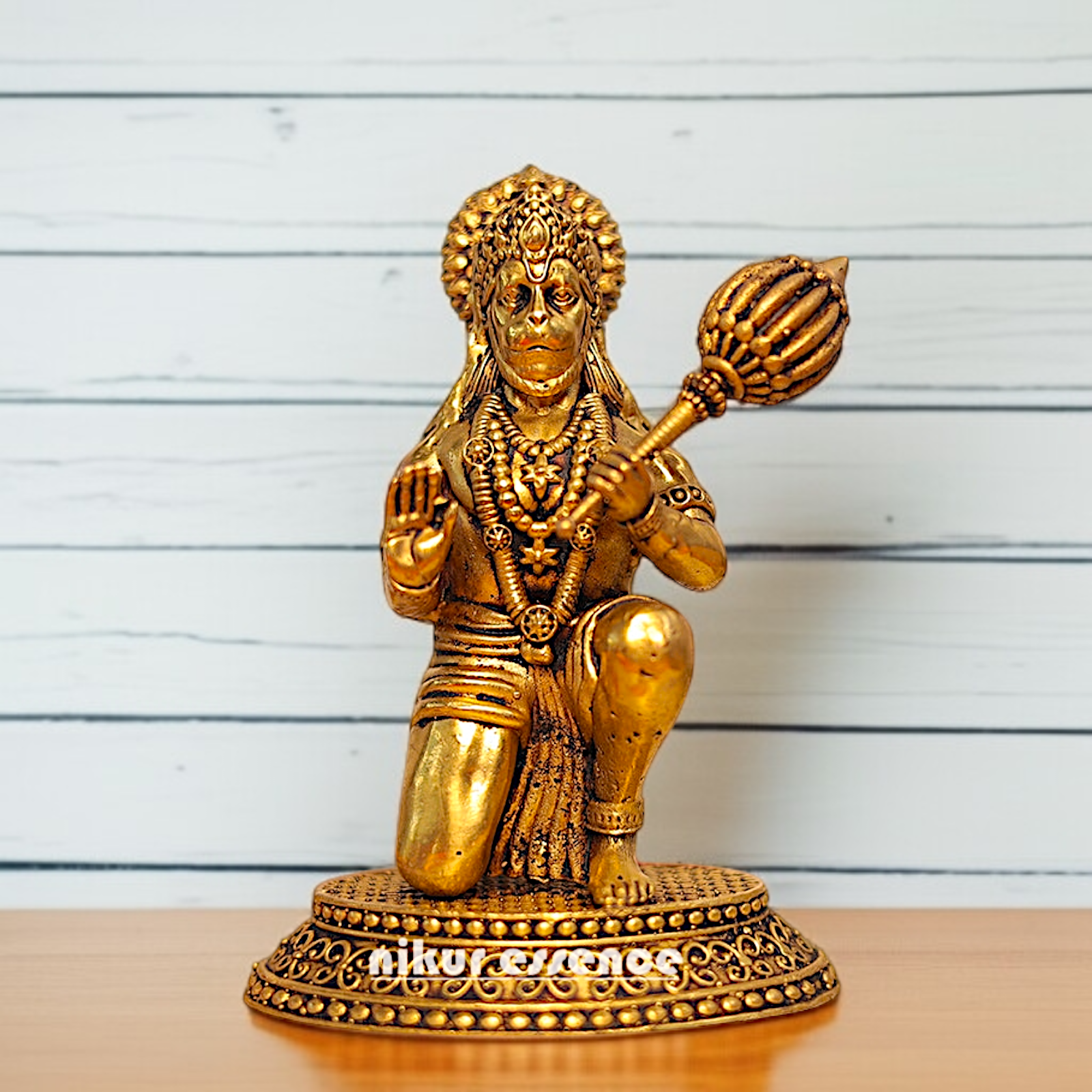 Lord Hanuman ji monkey God Solid Brass idol - 6 Inches Nikuressence