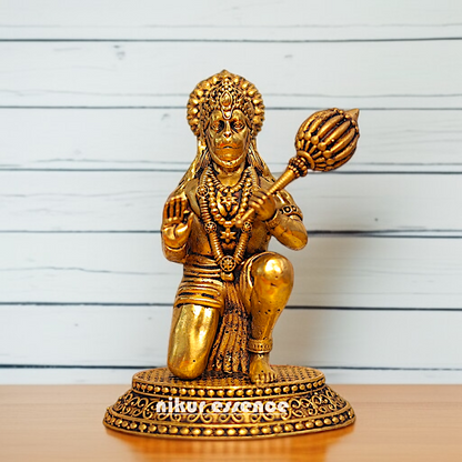 Lord Hanuman ji monkey God Solid Brass idol - 6 Inches Nikuressence