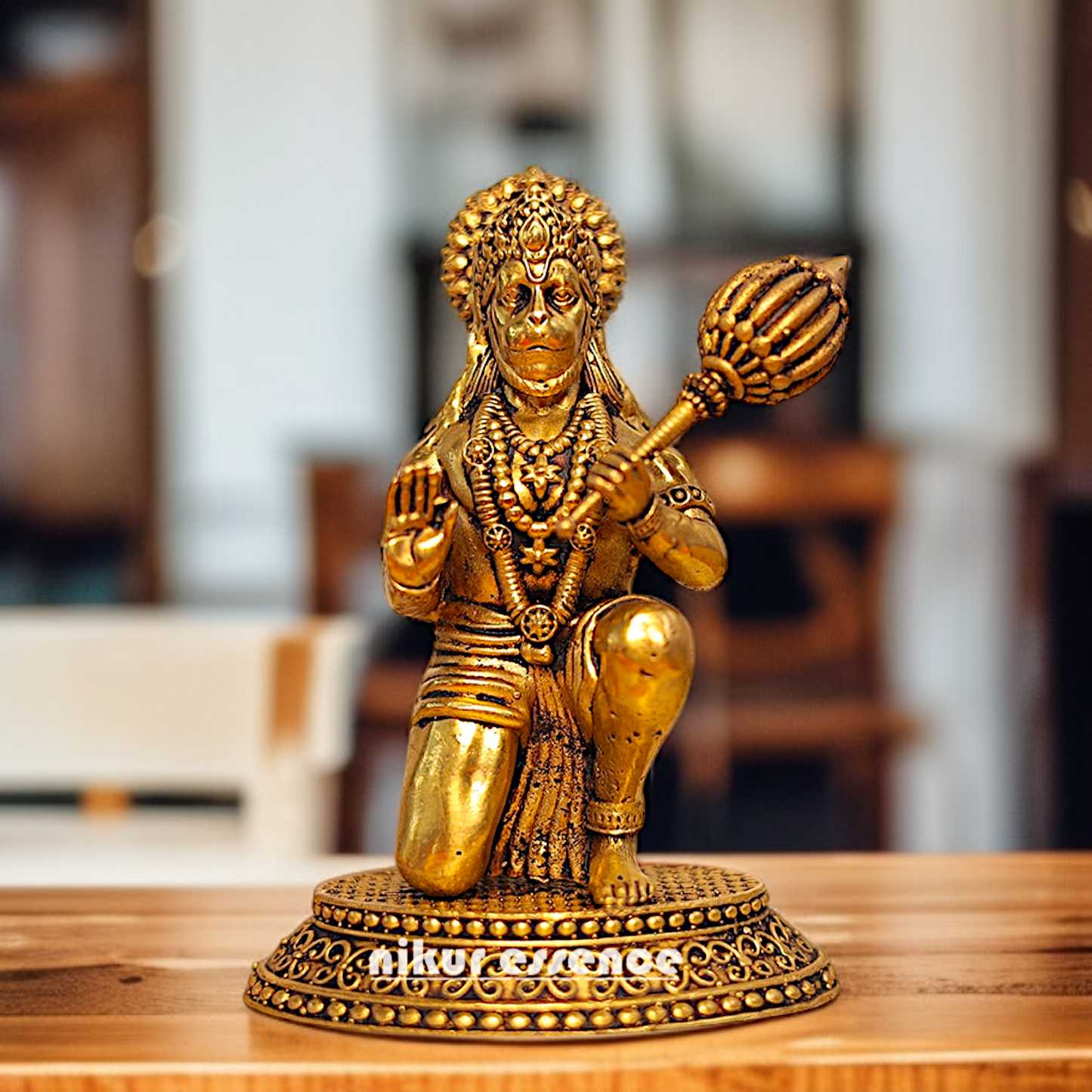 Lord Hanuman ji monkey God Solid Brass idol - 6 Inches Nikuressence