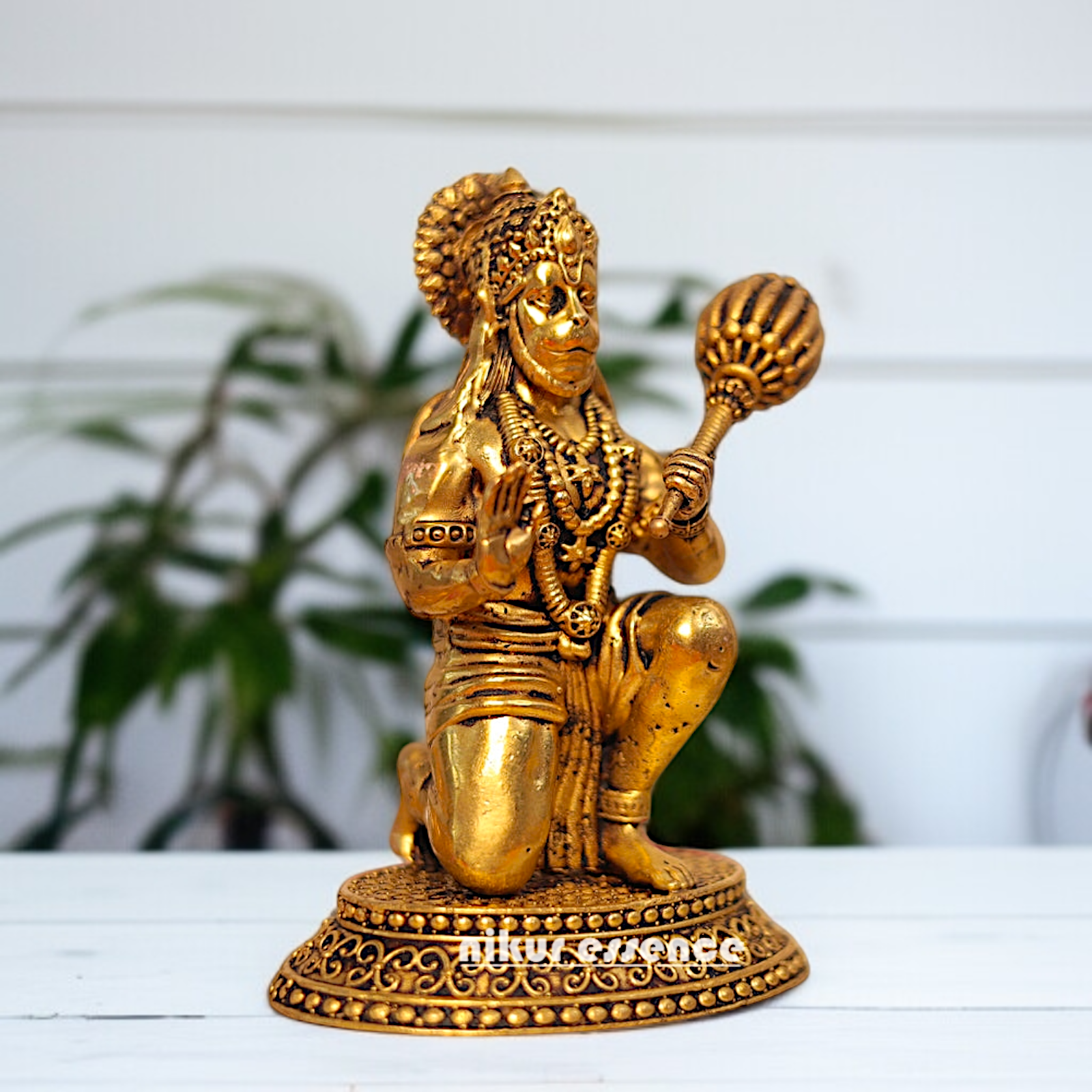 Lord Hanuman ji monkey God Solid Brass idol - 6 Inches Nikuressence