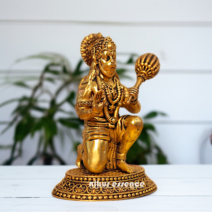 Lord Hanuman ji monkey God Solid Brass idol - 6 Inches Nikuressence