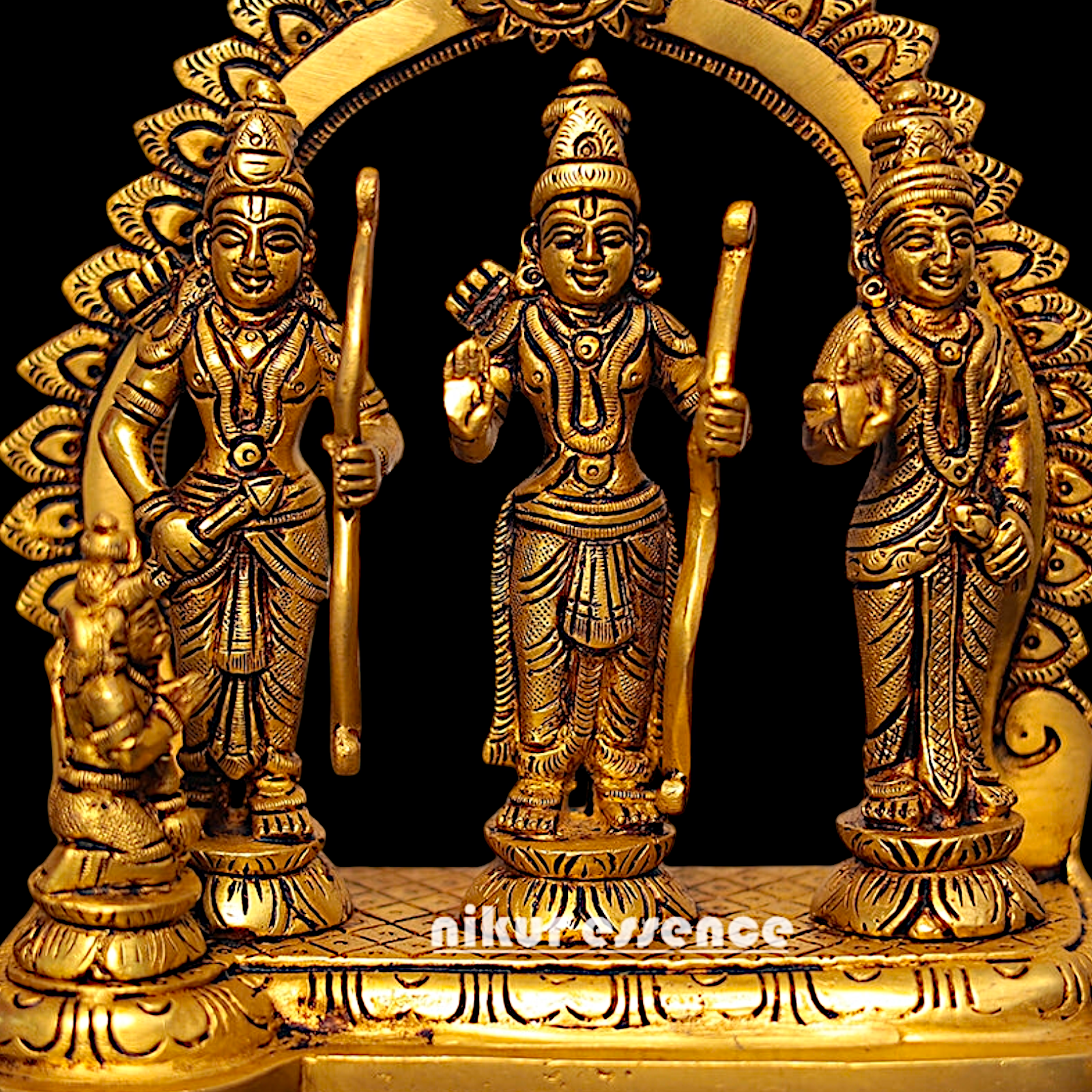 Lord Ram Darbar Parivar solid Brass idol - 10 Inches Nikuressence