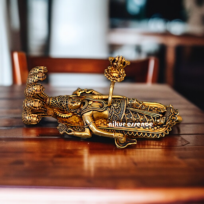 Vishnu Bhagwan swamy Resting Brass statue - 5 Inches Nikuressence