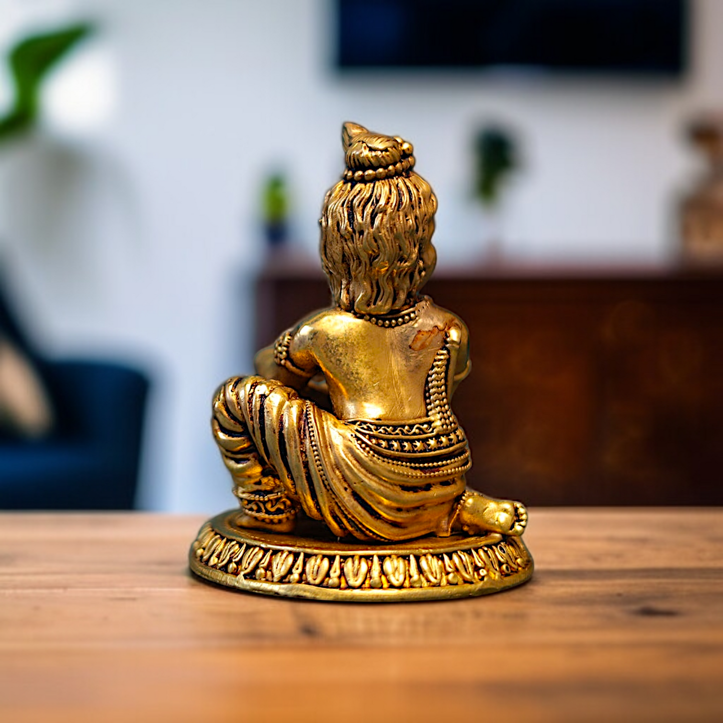 Bal Krishna with makhana Solid Brass idol - 4 Inches Nikuressence