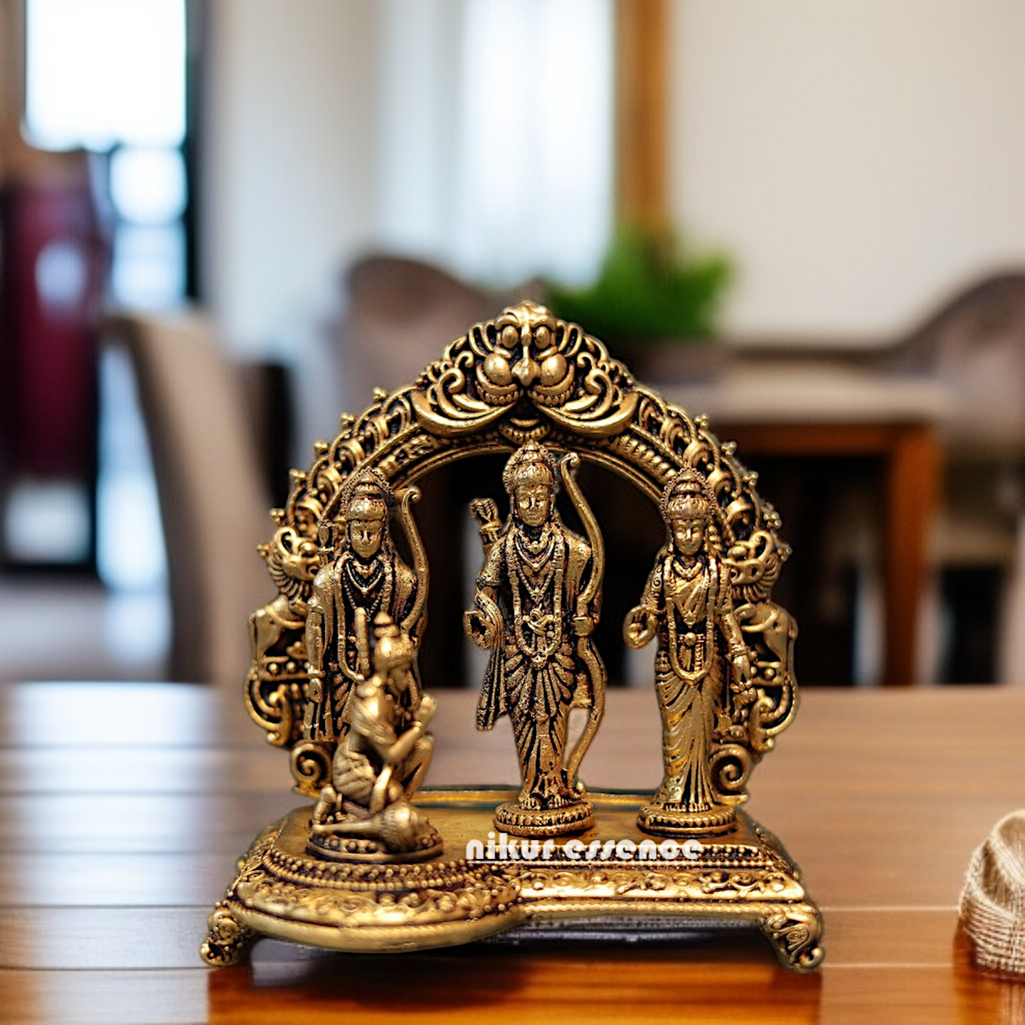 Ram Parivar Darbar room decor solid Brass idol - 4 Inches Nikuressence