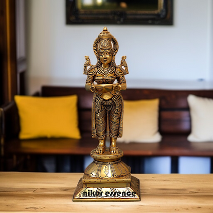 Deeplakshmi standing Diya lamp brass idol - 17 Inches Nikuressence