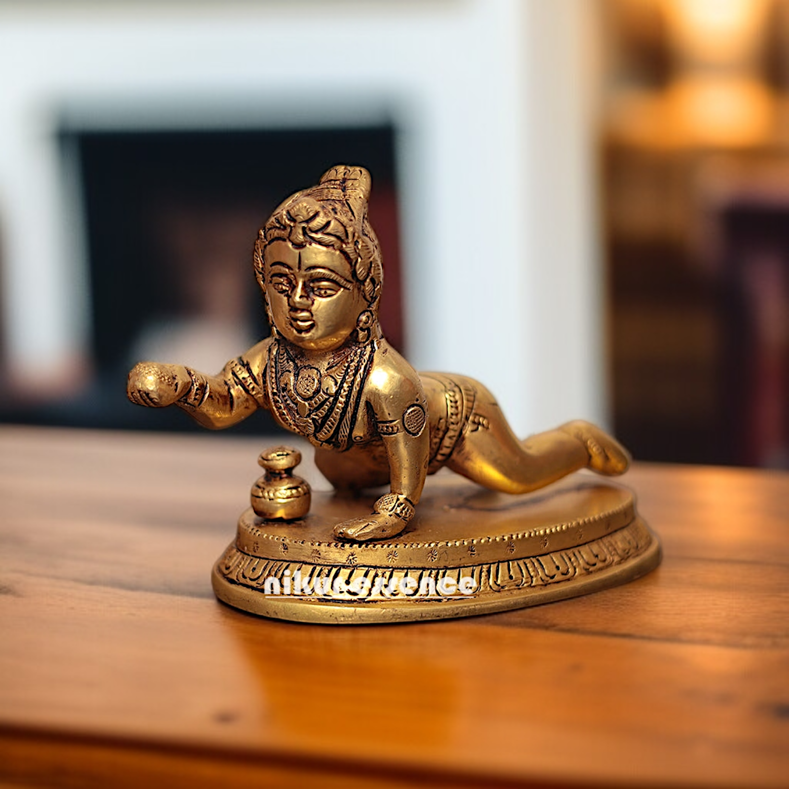 Laddoo Gopal Bal Krishna superfine Brass idol - 5 inches Nikuressence