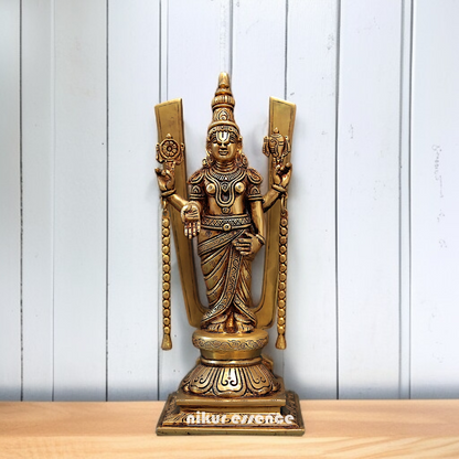 Lord Tirupati Balaji standing with Blessing Brass idol - 15 inches Nikuressence