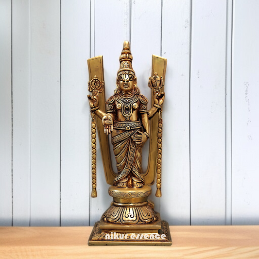 Lord Tirupati Balaji standing with Blessing Brass idol - 15 inches Nikuressence