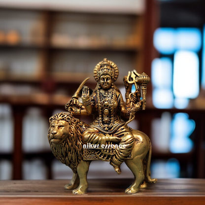 Durga Maa Devi Sherawali superfine Brass idol - 5.5 Inches Nikuressence
