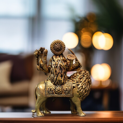 Durga Maa Devi Sherawali superfine Brass idol - 5.5 Inches Nikuressence