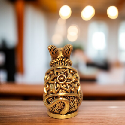 Mushak Rat holding Modak superfine Brass idol - 4 Inches Nikuressence