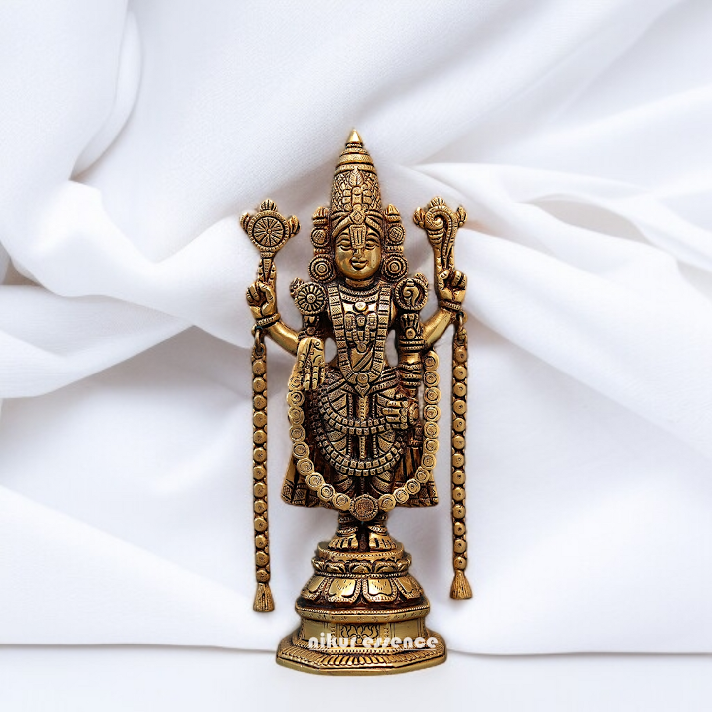 Antique Brass Tirupati Balaji Standing meditation room idol - 10.5 Inches Nikuressence
