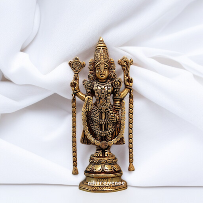 Antique Brass Tirupati Balaji Standing meditation room idol - 10.5 Inches Nikuressence