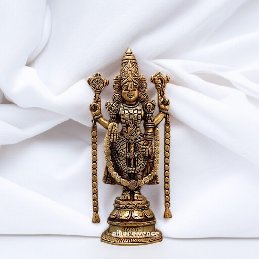 Antique Brass Tirupati Balaji Standing meditation room idol - 10.5 Inches Nikuressence