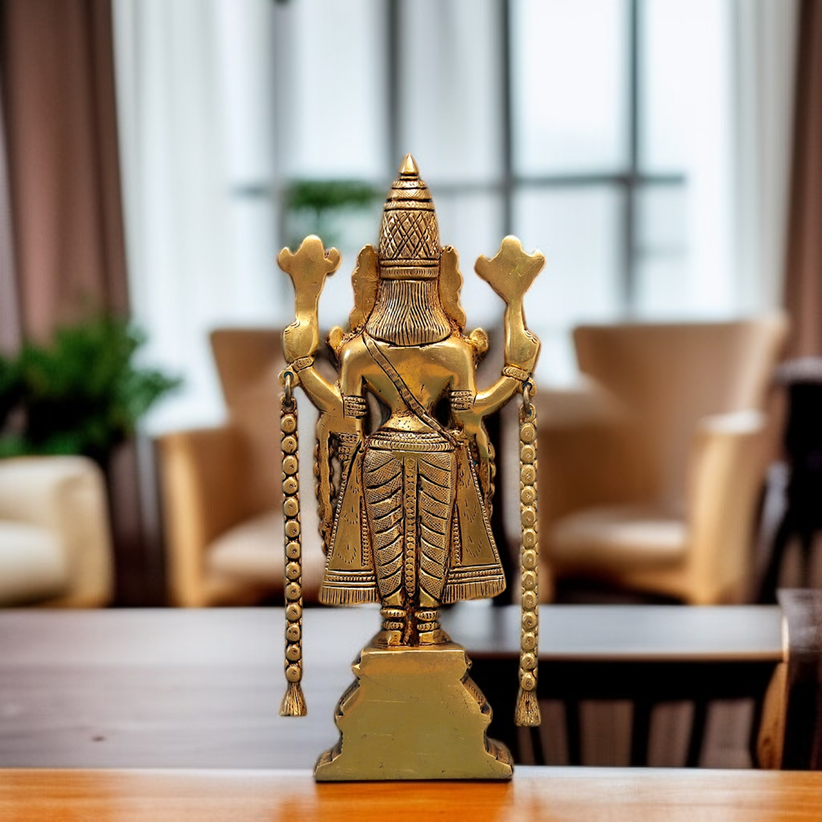 Antique Brass Tirupati Balaji Standing meditation room idol - 10.5 Inches Nikuressence