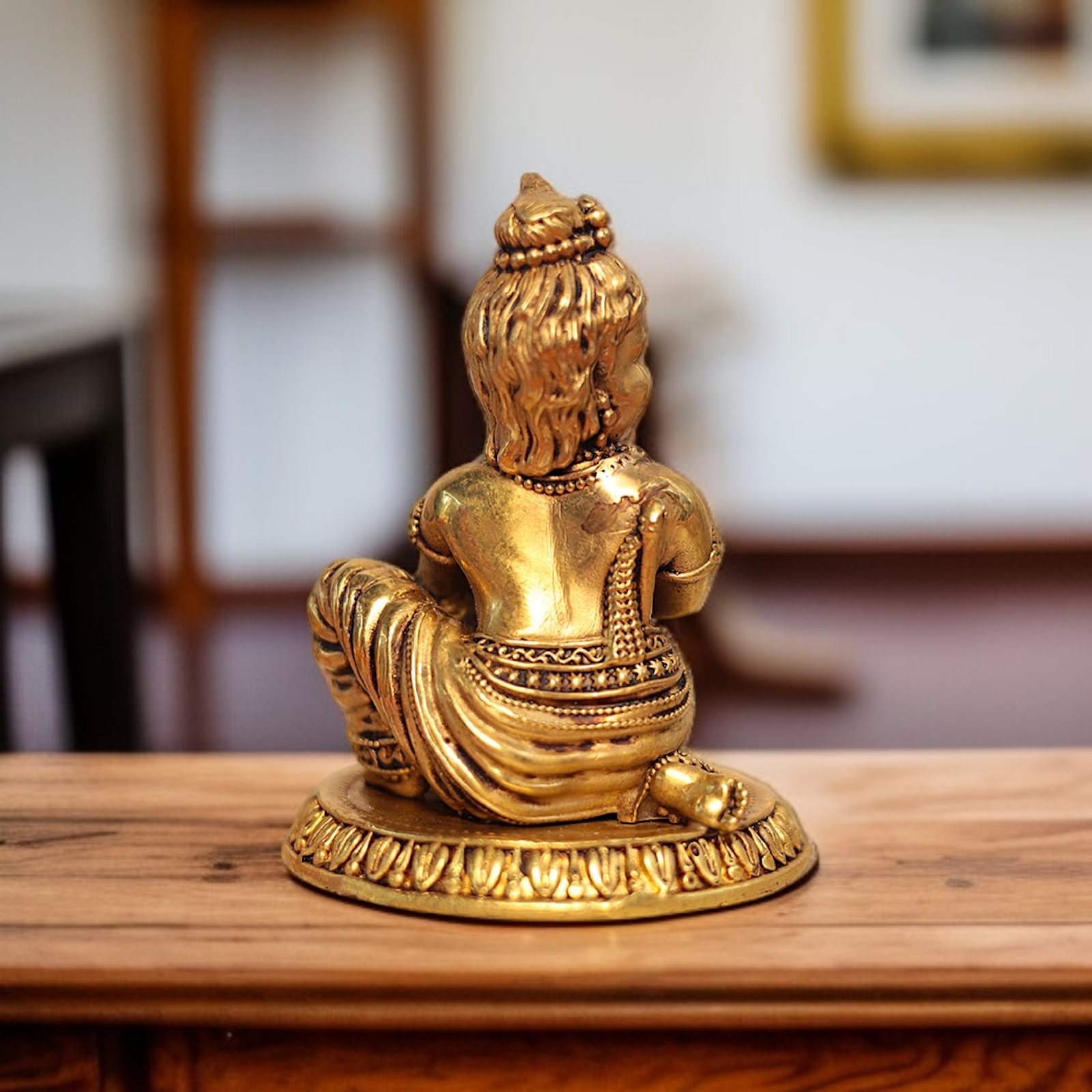 Bal Krishna Makhan chor Solid Brass idol - 4 Inches Nikuressence