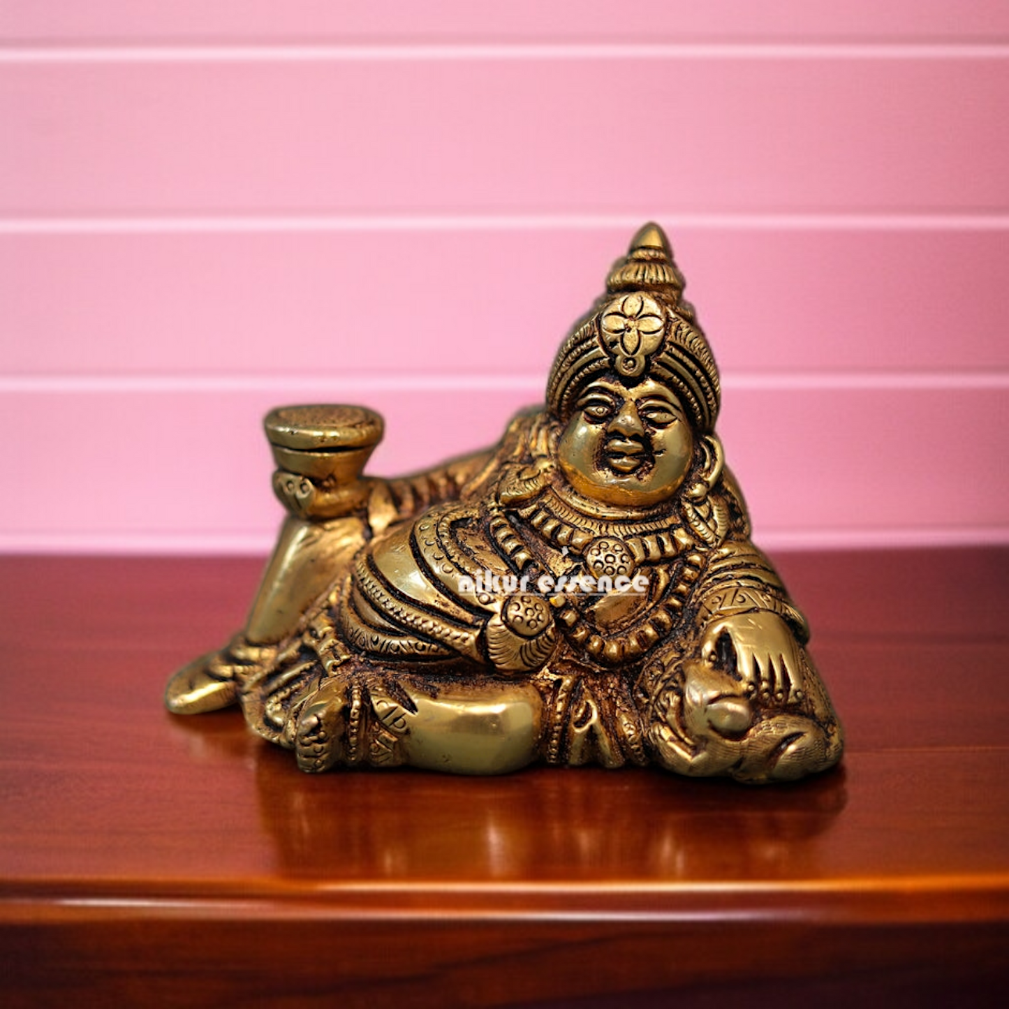 Antique Brass Kubera Resting statue - 4.5 inches Nikuressence