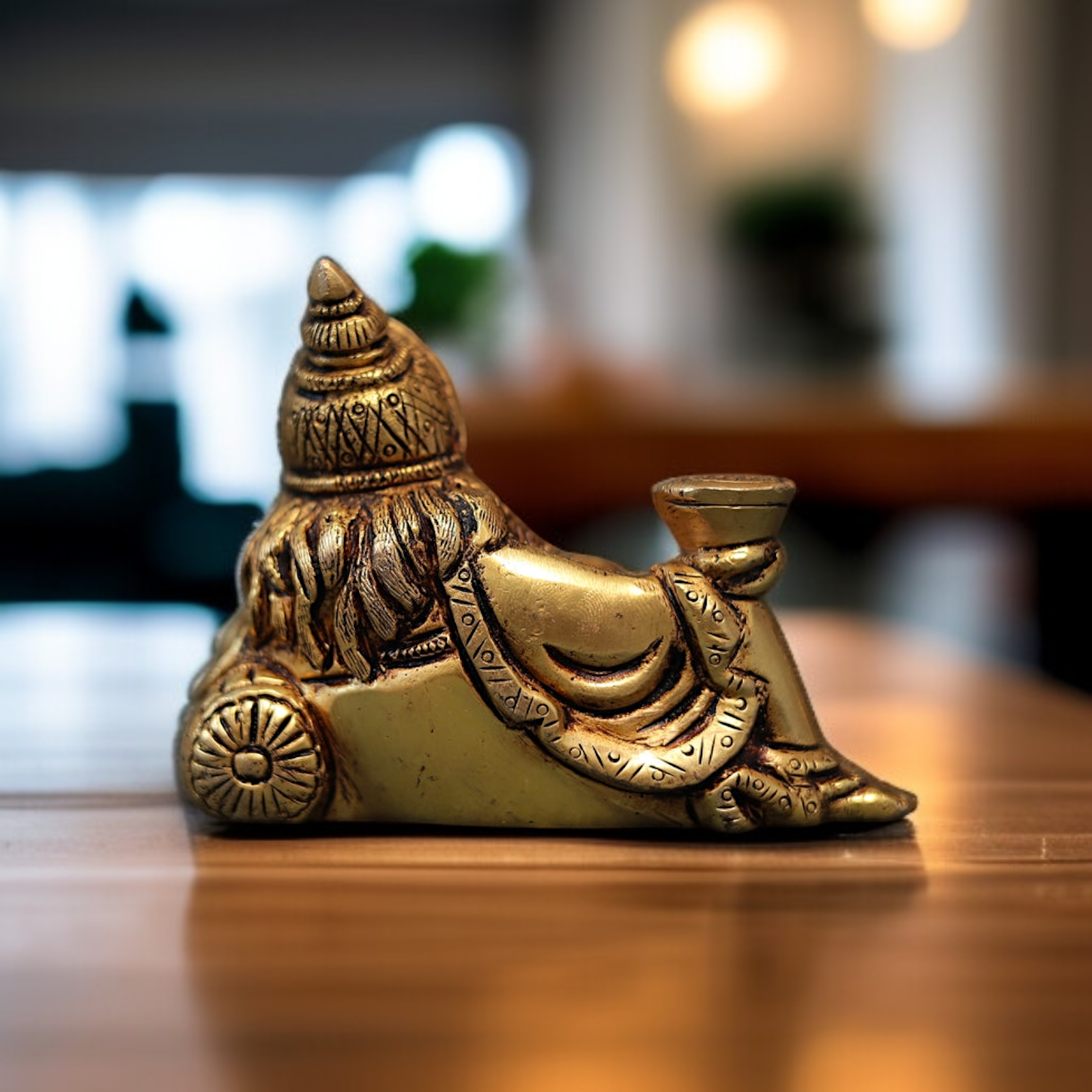 Antique Brass Kubera Resting statue - 4.5 inches Nikuressence