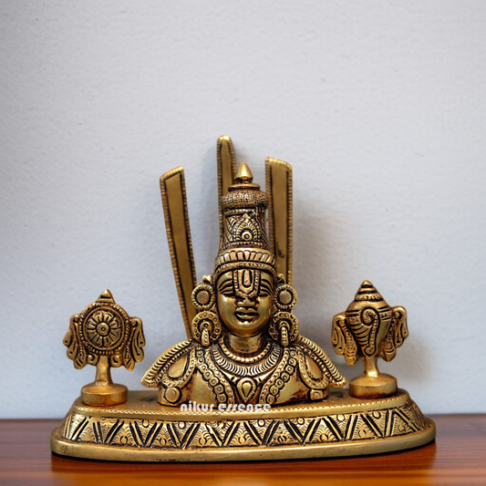 Antique Brass Tirupati Balaji swamy statue - 7 Inches Nikuressence