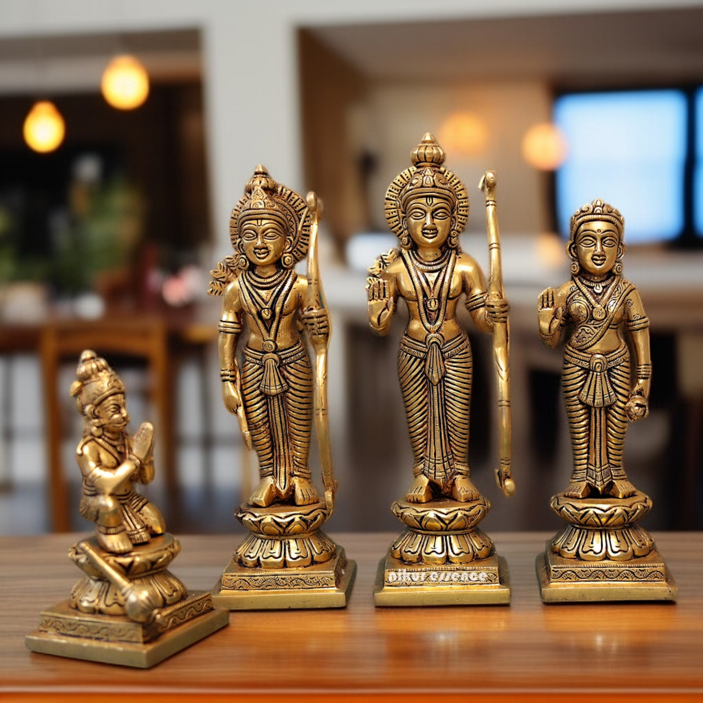 Shree Ram Parivar standing with Blessing solid brass idol - 10.5 Inches Nikuressence