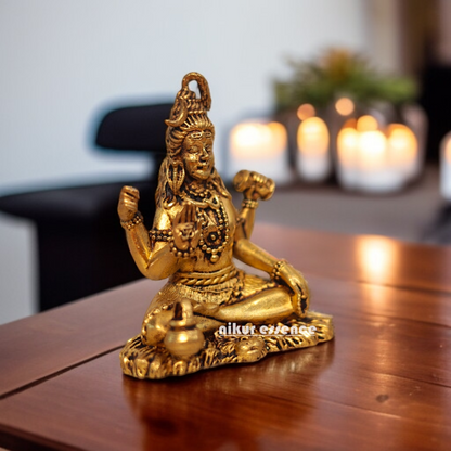 Brass Shiva Mahadev seated with blessing idol - 3.2 Inches Nikuressence