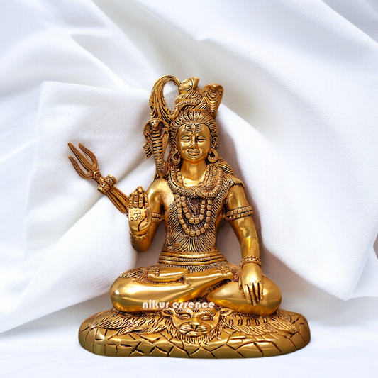 Shiva blessing with Trishul trident Brass idol - 11.5 Inches Nikuressence