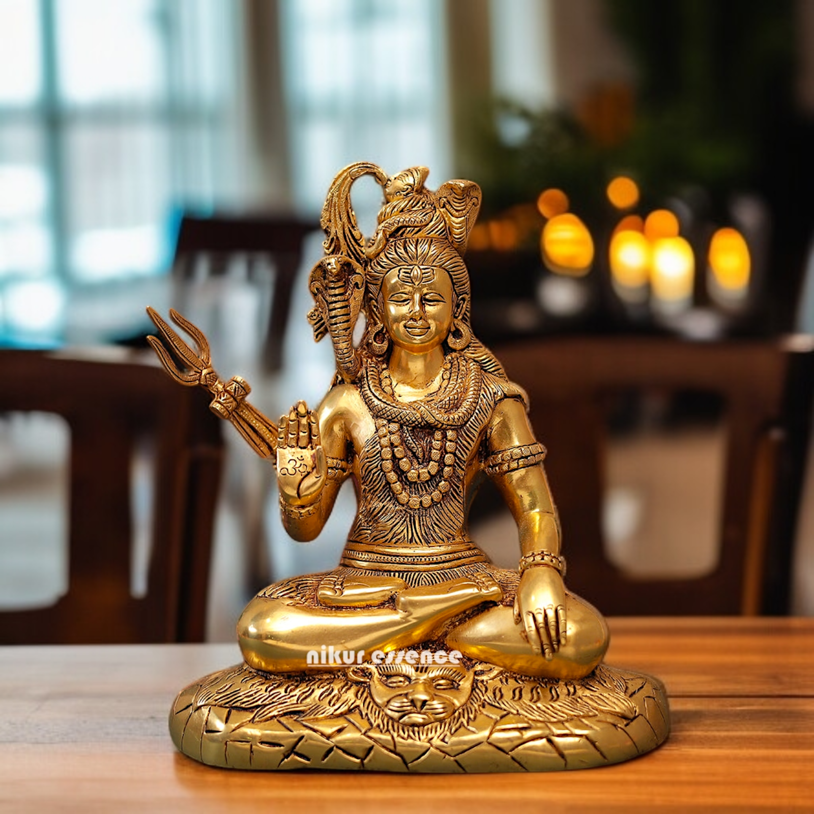 Shiva blessing with Trishul trident Brass idol - 11.5 Inches Nikuressence