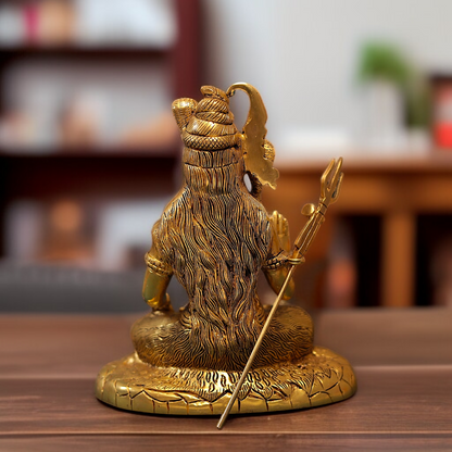 Shiva blessing with Trishul trident Brass idol - 11.5 Inches Nikuressence